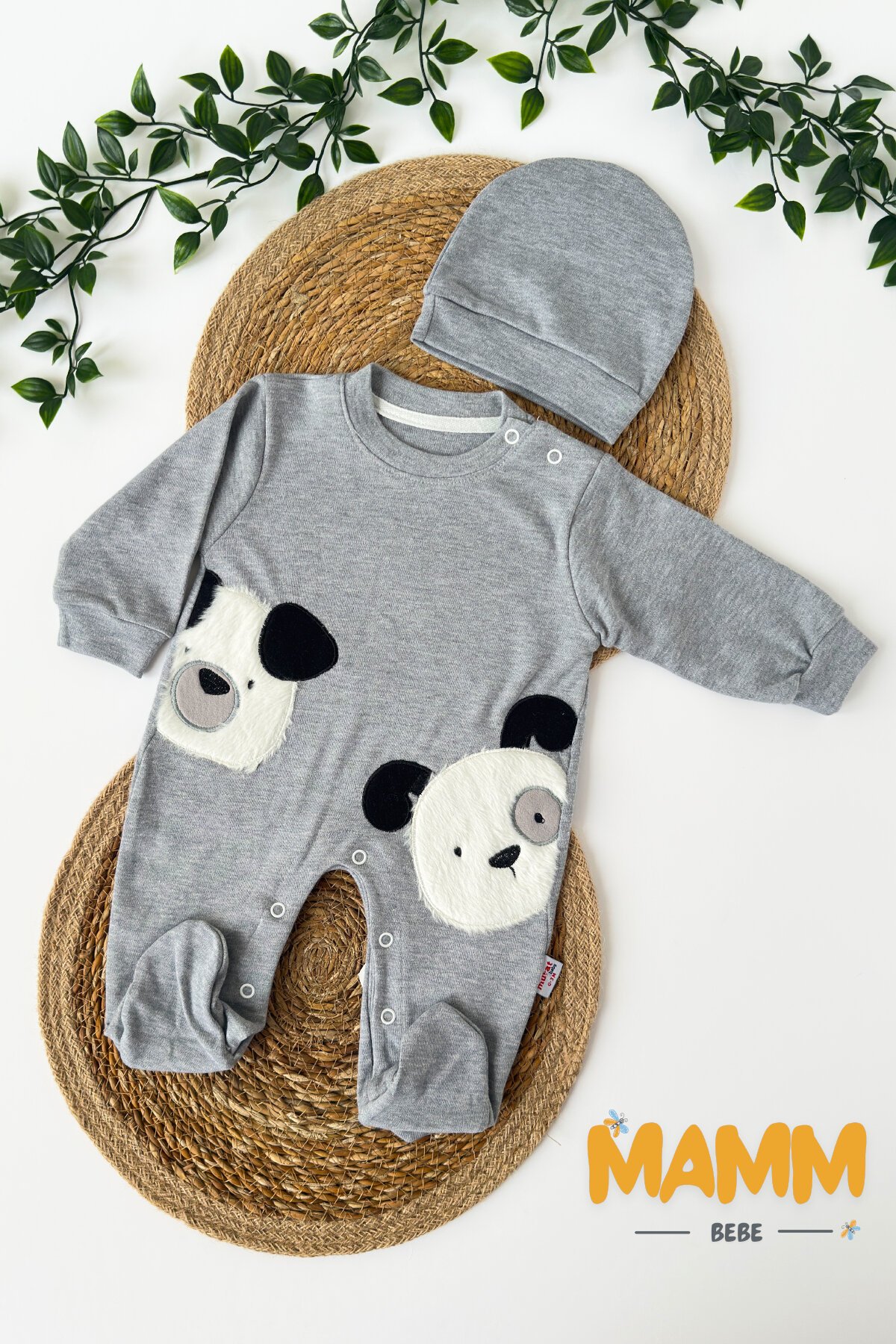0-12 AY PANDA KABARTMALI PATİKLİ TULUM GRİ