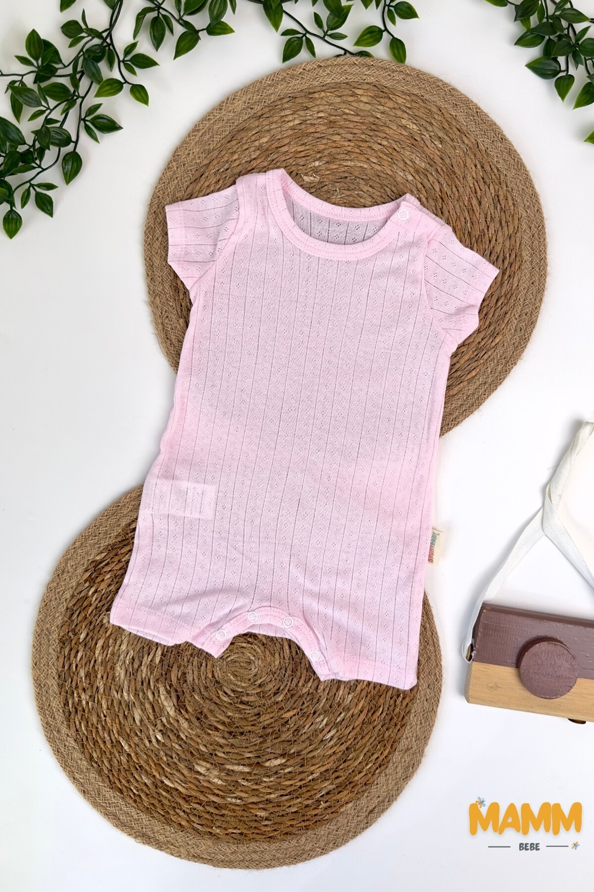 6-24 AY BAKLAVA DESENLİ ŞORT TULUM PEMBE