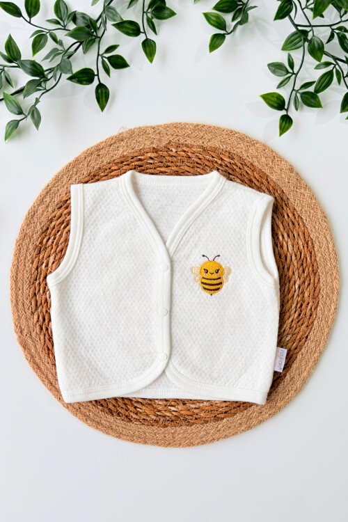 0-12 AY ARI NAKIŞLI YELEK BEYAZ