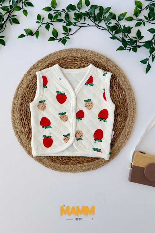 0-12 AY ÇİLEKLİ YELEK BEYAZ