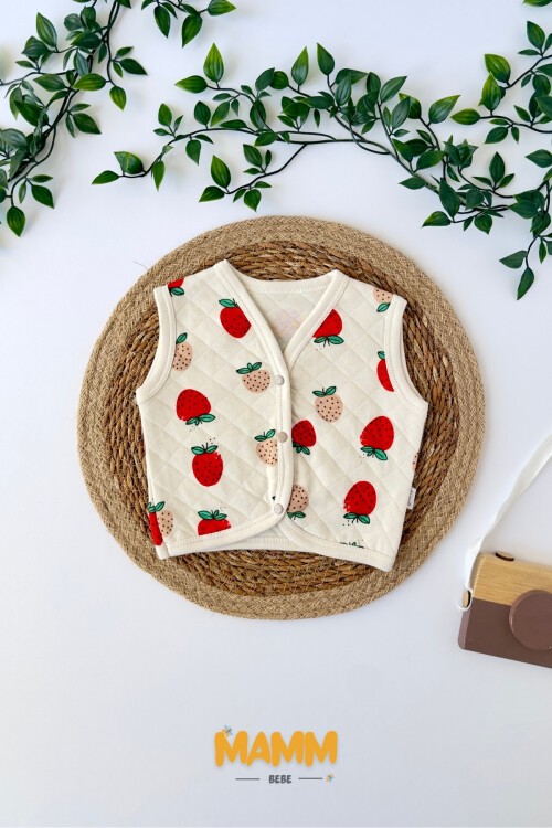 0-12 AY ÇİLEKLİ YELEK EKRU