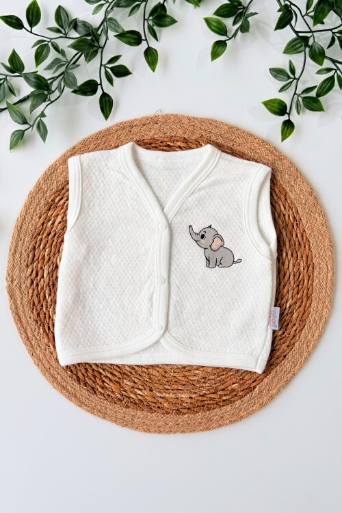 0-12 AY FİL NAKIŞLI YELEK BEYAZ