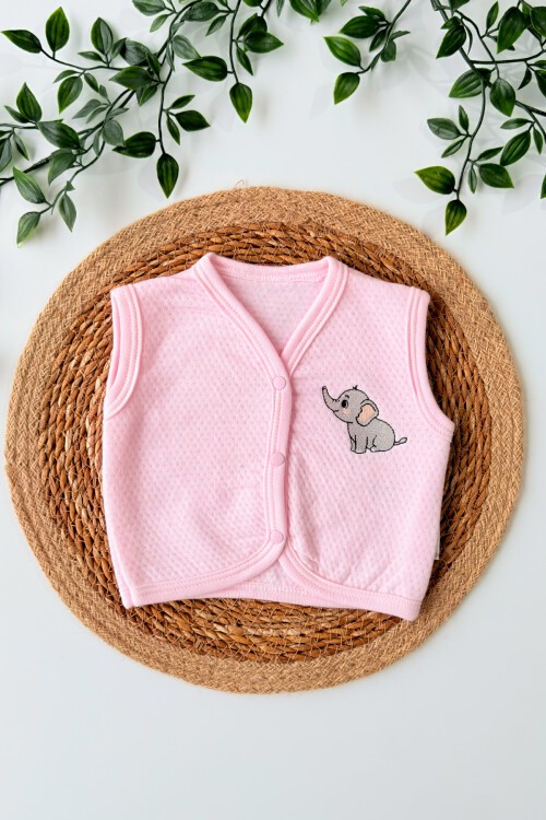 0-12 AY FİL NAKIŞLI YELEK PEMBE