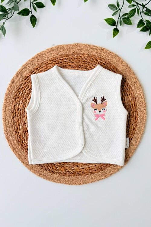 0-12 AY GEYİK NAKIŞLI YELEK BEYAZ