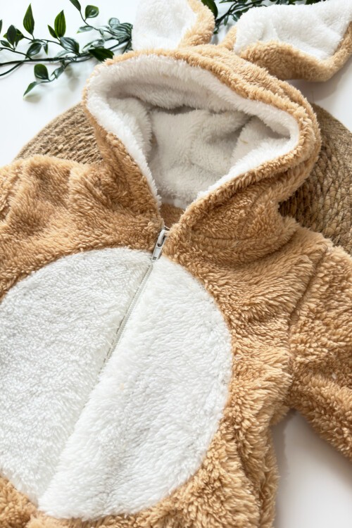 0-12 AY KAPŞONLU TAVŞAN KULAKLI WELSOFT TULUM KAHVE