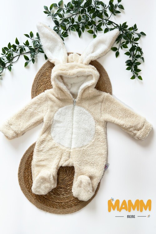 0-12 AY KAPŞONLU TAVŞAN KULAKLI WELSOFT TULUM KREM