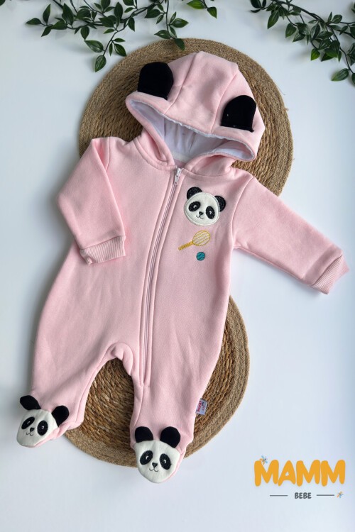 0-12 AY PANDA BASKILI ŞARDONLU KAPŞONLU TULUM