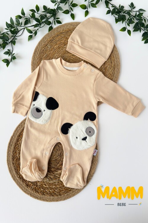 0-12 AY PANDA KABARTMALI PATİKLİ TULUM KREM