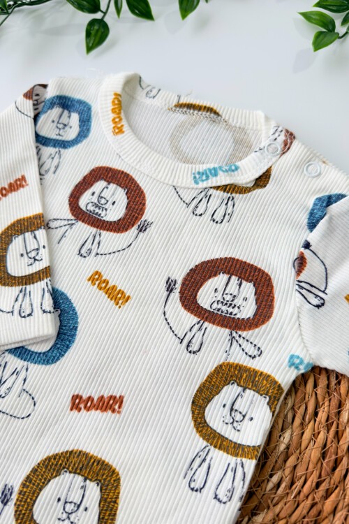 0-18 AY ASLAN BASKILI UZUN KOLLU BADİ