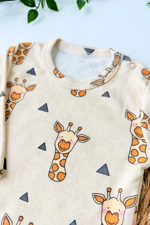 0-18 AY ZÜRAFA BASKILI UZUN KOLLU BADİ