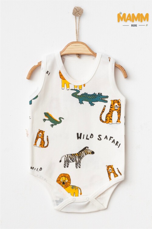 0-3-6-9 AY SAFARİ DESENLİ ZIBIN BEYAZ