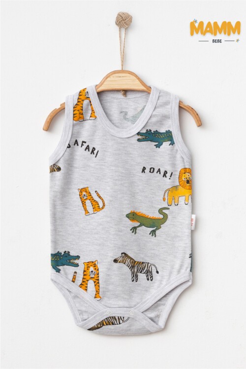 0-3-6-9 AY SAFARİ DESENLİ ZIBIN GRİ