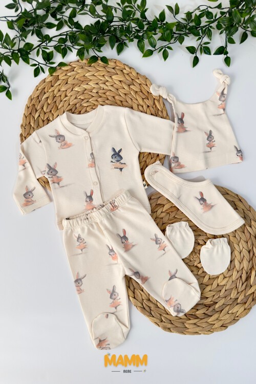 0-3 AY KIZ TAVŞAN NAKIŞLI 5Lİ ZIBIN SET