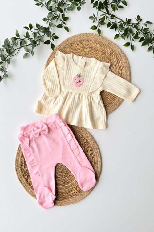 0-3 AY PEMBE ÇİLEKLİ ÜÇLÜ TAKIM