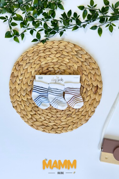 0-6 AY 3LÜ ÇİZGİLİ ÇORAP
