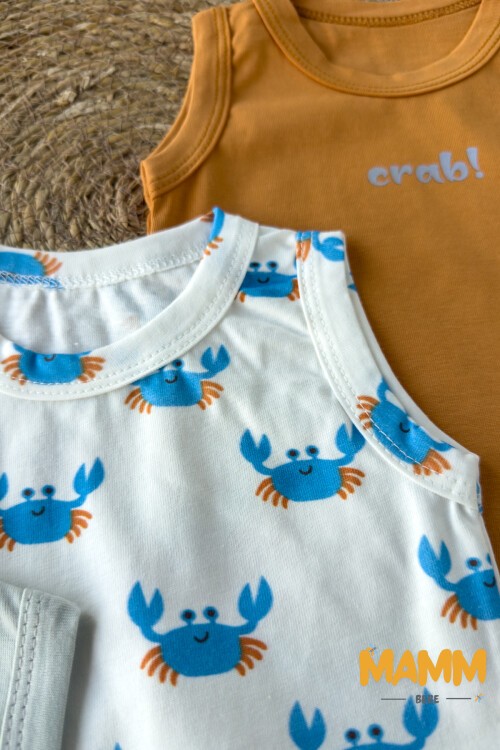 0-6 AY 3LÜ YENGEÇ DESENLİ ZIBIN SET