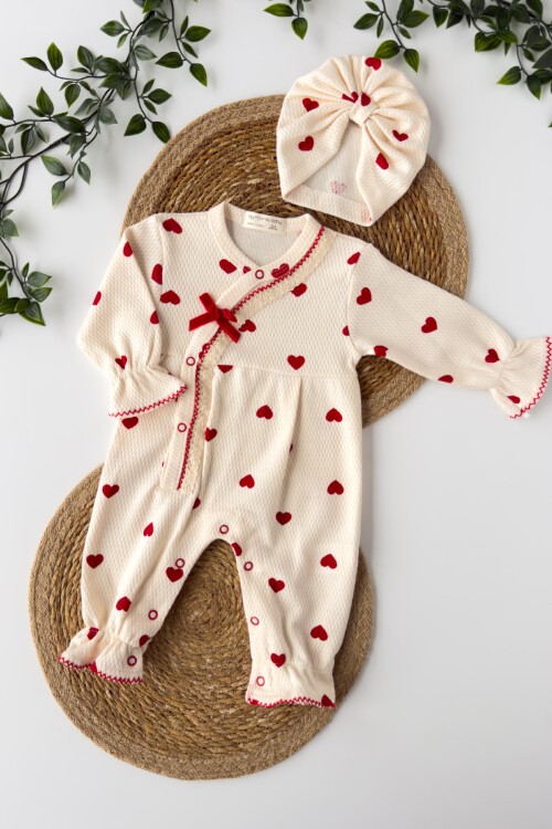 0-6 AY BONELİ YANDAN ÇITÇITLI KALPLİ MANŞETLİ TULUM