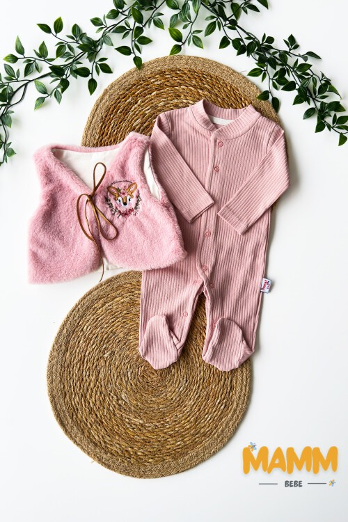 0-6 AY ÇİÇEK HALKALI GEYİK TULUM PEMBE