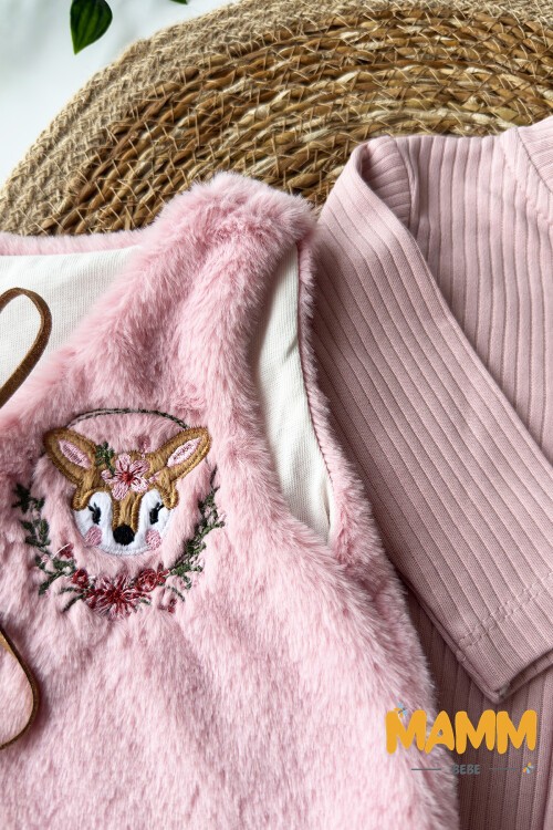 0-6 AY ÇİÇEK HALKALI GEYİK TULUM PEMBE