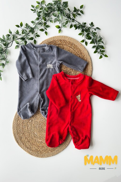 0-6 AY İKİLİ KOALA AYICIK NAKIŞLI KADİFE PATİKLİ TULUM