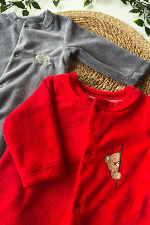 0-6 AY İKİLİ KOALA AYICIK NAKIŞLI KADİFE PATİKLİ TULUM