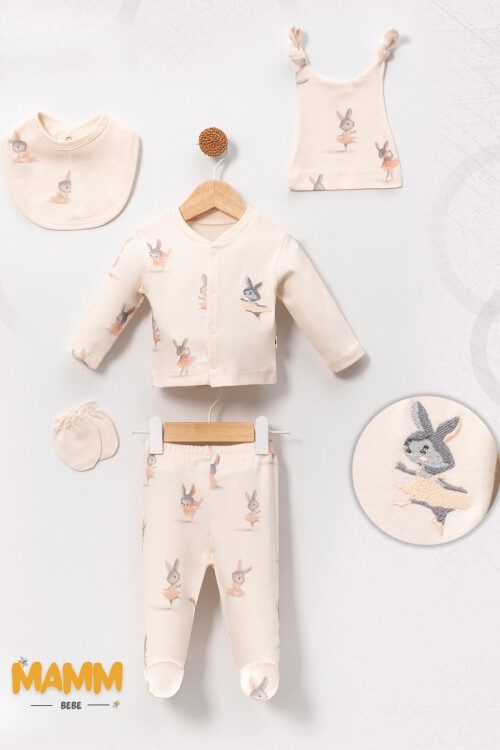 0-3 AY KIZ TAVŞAN NAKIŞLI 5Lİ ZIBIN SET