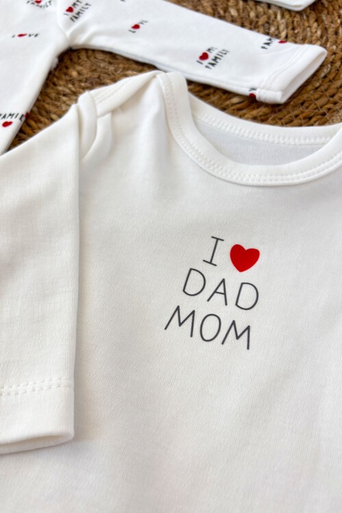 0-6 AY LOVE FAMILY BASKILI BADİLİ ŞAPKALI TULUM