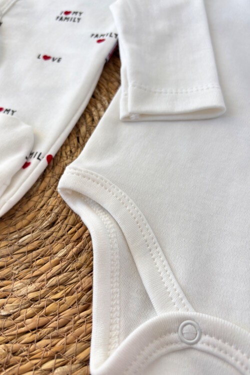 0-6 AY LOVE FAMILY BASKILI BADİLİ ŞAPKALI TULUM