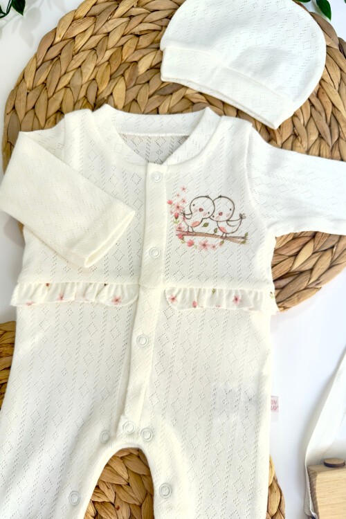 0-6 AY MİNİK KUŞLU PREMATÜRE TULUM BEYAZ