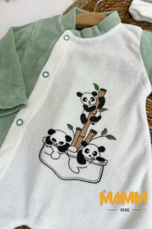 0-6 AY PANDA BASKILI KADİFE PATİKLİ TULUM