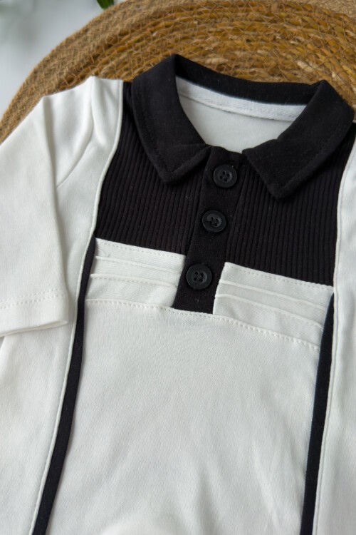 0-6 AY YAKALI DÜĞMELİ PATİKLİ TULUM SİYAH