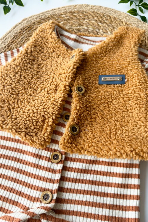 0-6 AY YELEKLİ ÇİZGİLİ TULUM BEJ