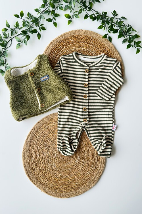0-6 AY YELEKLİ ÇİZGİLİ TULUM YEŞİL