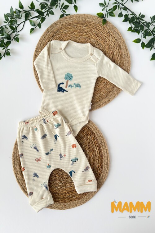 0-9 AY 2Lİ YENİ SAFARİ DESENLİ KOLLU TAKIM EKRU