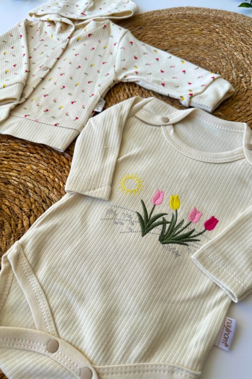 0-9 AY 3LÜ MİNİK LALE DESENLİ TAKIM