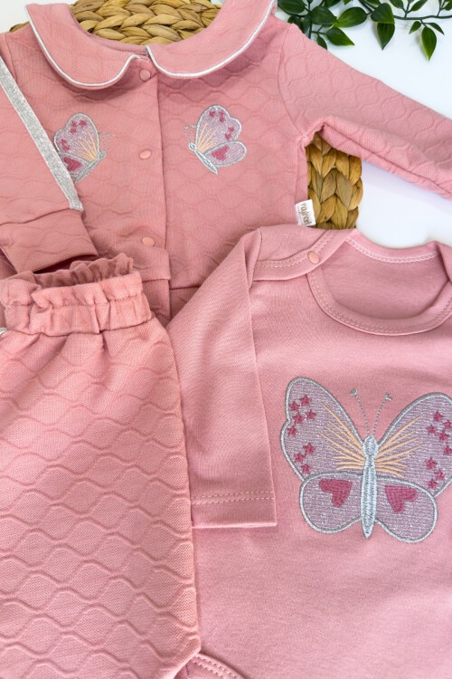 0-9 AY 3LÜ YAKALI KELEBEK NAKIŞLI TAKIM GÜL KURUSU