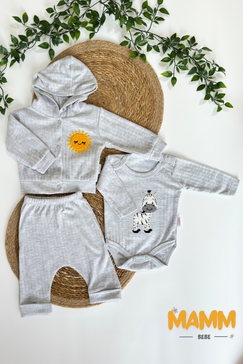 0-9 AY 3LÜ ZEBRA YAKALI TAKIM GRİ