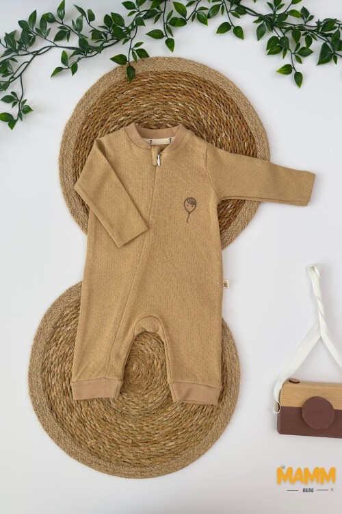 0-9 AY BALON DESENLİ FERMUARLI MANŞETLİ TULUM KAHVE