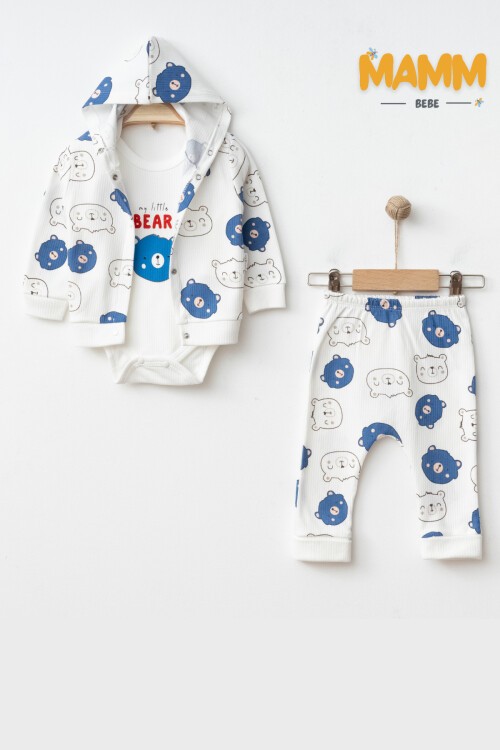 0-9 AY 3LÜ YENİ  AYICIK DESENLİ TAKIM