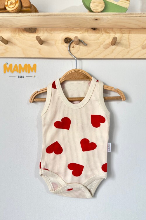 0-3-6-9 AY BÜYÜK KALP DESENLİ ZIBIN EKRU