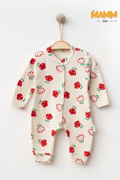 1-3-6 AY BÜYÜK LALE DESENLİ MANŞETLİ TULUM EKRU