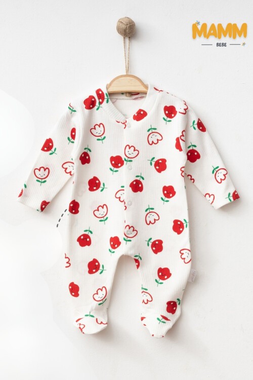 1-3-6 AY BÜYÜK LALE DESENLİ PATİKLİ TULUM BEYAZ