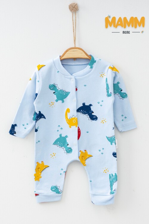 1-3-6 AY DİNO DESENLİ MANŞETLİ TULUM MAVİ