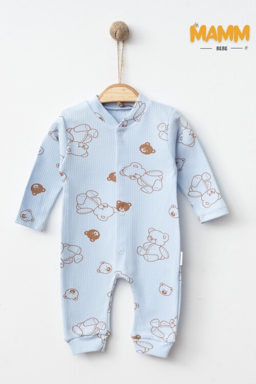 1-3-6 AY ÜÇ RENK AYICIK MANŞETLİ TULUM MAVİ