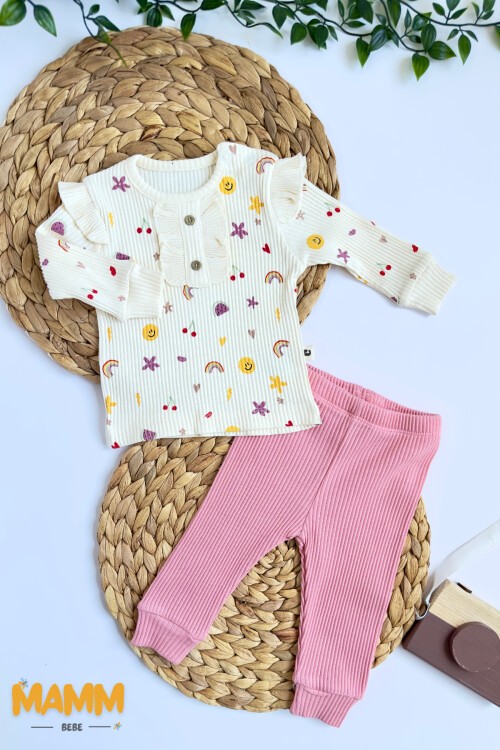 3-12 AY ÇİÇEKLİ OMUZ FIRFIRLI 2Lİ TAKIM