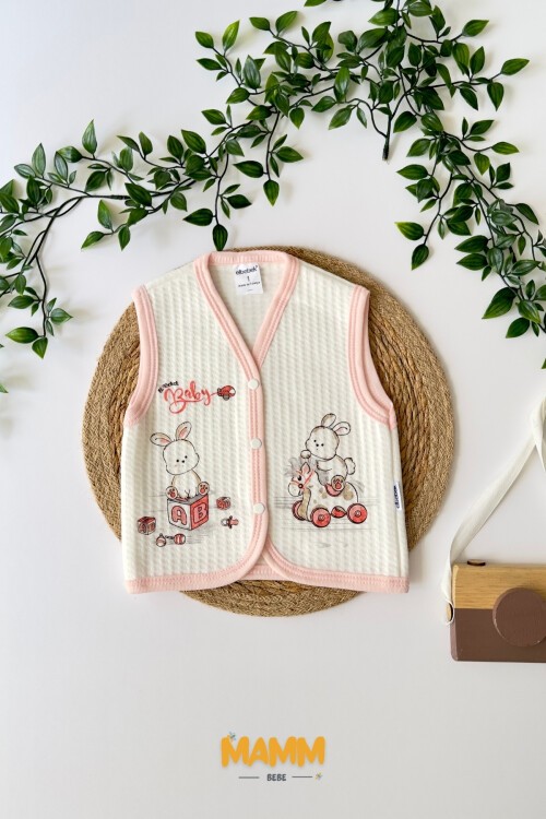 6-18 AY OYUNCAK DESENLİ YELEK PEMBE YAKA