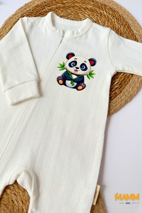 3-12 AY PANDA DESENLİ DİJİTAL BASKILI FERMUARLI MANŞETLİ TULUM