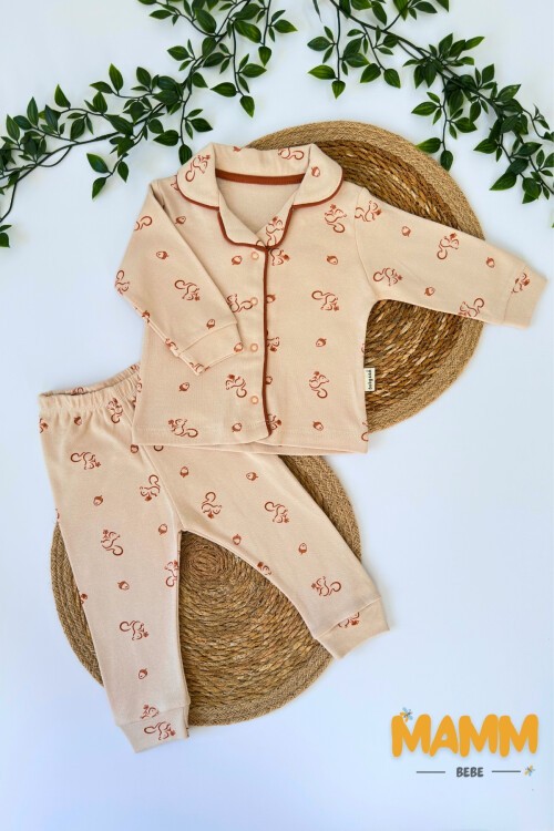 3-12 AY SİNCAPLI PİJAMA TAKIMI KİREMİT