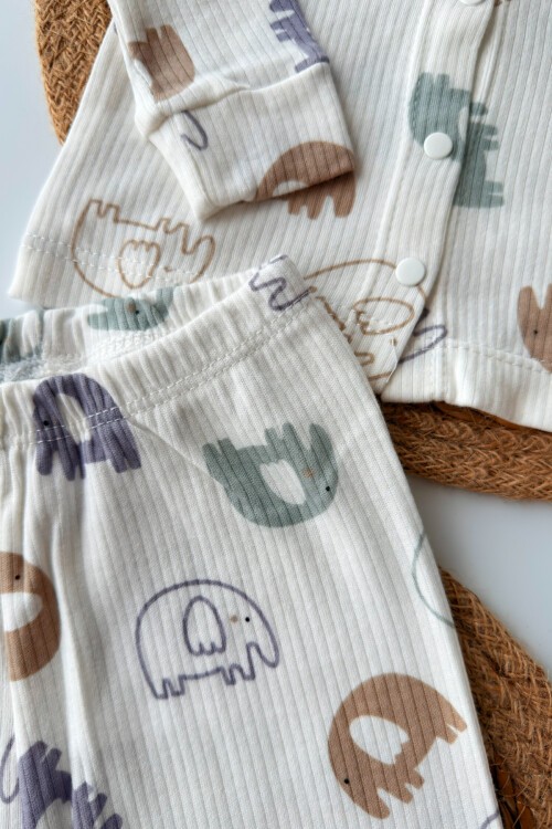 3-6-9 AY FİLLİ PİJAMA TAKIMI BEYAZ