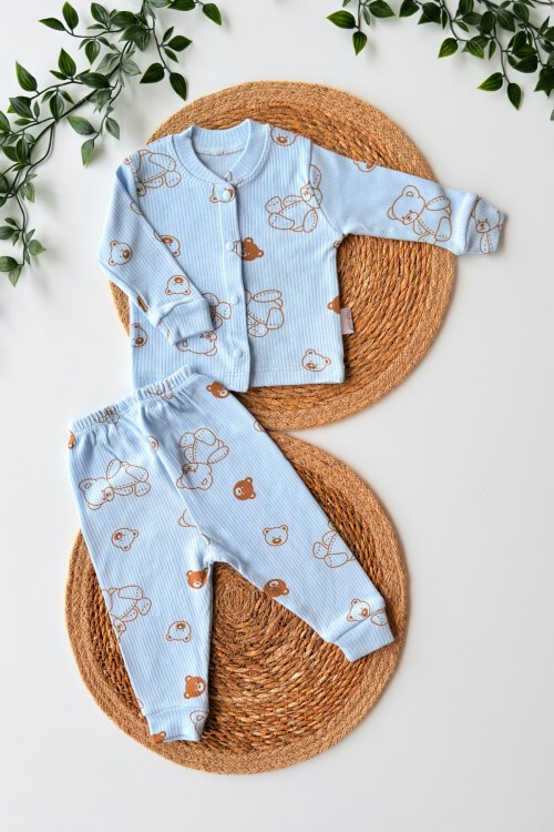 3-6-9 AY RAPOR AYICIKLI PİJAMA TAKIMI MAVİ